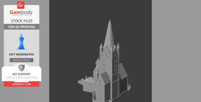 3D model of Paderborn Cathedral with detailed spires and architecture, intended for 3D printing.