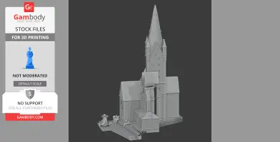 3D model of Paderborn Cathedral featuring detailed gothic architecture and a tall spire.