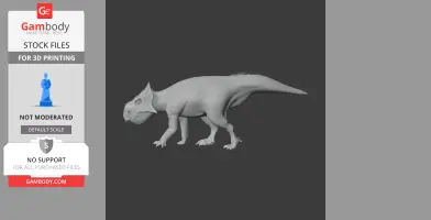 3D model of a Zhuchengceratops, a horned dinosaur, for 3D printing on display screen.
