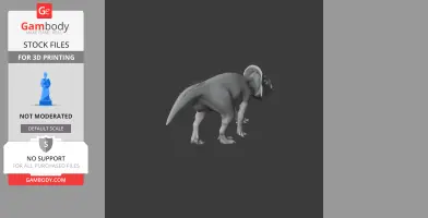 A 3D model of a Zhuchengceratops dinosaur ready for printing, shown from a side angle.