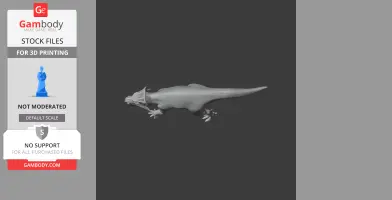 A 3D model of a Zhuchengceratops, a horned dinosaur, viewed from the side, ready for printing.