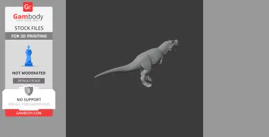 3D model of a Zhuchengtyrannus dinosaur in a dynamic pose for printing.