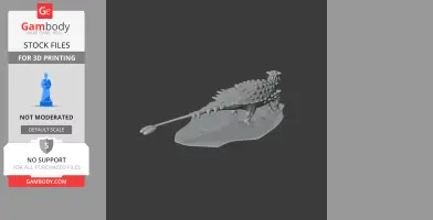 3D model of a spiky, armored prehistoric creature on a base, for 3D printing.