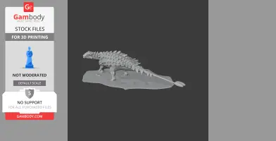 3D model of Ziapelta, a spiky, armored prehistoric creature, set on a base for printing.