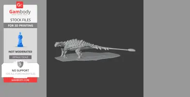 3D model of a spiky prehistoric Ziapelta on a base, designed for 3D printing.