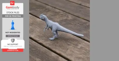 A 3D-printed Zupaysaurus model on a wooden surface, ready for display.