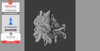 A ring figure with a mashup design of a cartoon cat and Cthulhu, featuring tentacles and intricate details.