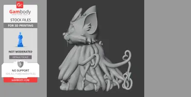 A 3D model of a cat with Cthulhu tentacles and features, designed for 3D printing.