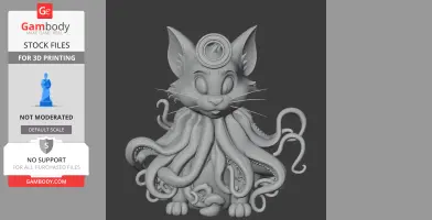 A hybrid figure with a cartoon cat's head and Cthulhu's tentacles for a body.