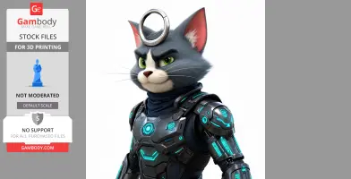 Tom Cat Cyber Ninja Ring Figure - Mashup Figure STL