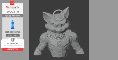 Tom Cat Cyber Ninja Ring Figure - Mashup Figure STL