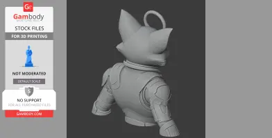Tom Cat Cyber Ninja Ring Figure - Mashup Figure STL