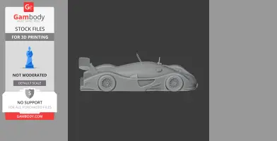 3D model of an Audi R8C vehicle, designed for scale printing, with detailed aerodynamic features.