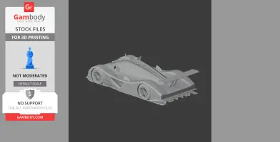 A 3D model of an Audi R8C race car in gray, shown from a rear-side angle.