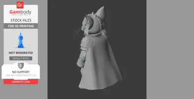 Anthropomorphic cat in knight armor with a cape, featuring spikes and detailed arm plates.