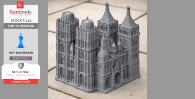 Detailed 3D printed model of Rouen Cathedral with intricate architectural features.