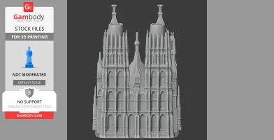 3D model of Rouen Cathedral with intricate Gothic architecture for 3D printing.