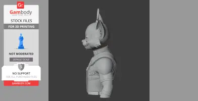 Side profile of a cartoon cat wearing a tactical vest, combining features of Tom Cat and Deadpool.