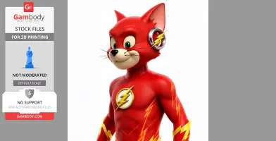 Tom Cat Flash Ring Figure - Mashup Figure STL