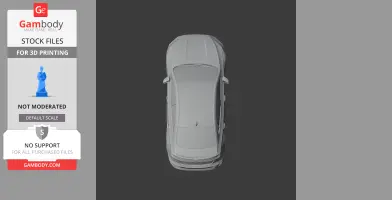 Top view of a 3D model of an Audi RS3 vehicle, designed for 3D printing.