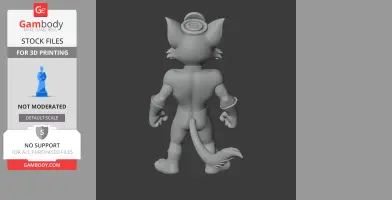 3D model of an anthropomorphic cat character wearing a ring, viewed from the back.