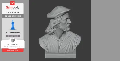 A detailed bust of a historical warrior with a beard and cap, showing a side profile.