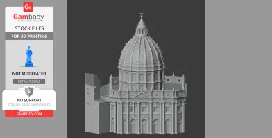 3D model of St. Peter's Basilica featuring detailed domes and facades, designed for 3D printing.