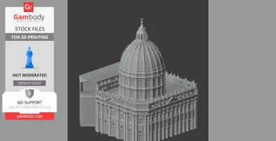 3D model of St. Peter's Basilica, showcasing detailed architectural features for 3D printing.