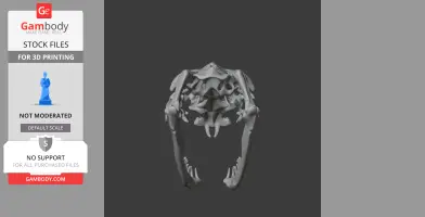 A 3D model of a detailed, stylized mamba skull viewed from the front, designed for 3D printing.