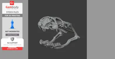 3D model of a detailed, open-mouthed snake skull with visible fangs and jaw structure.