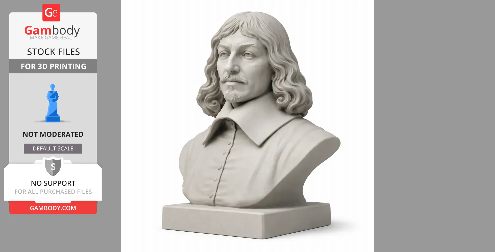 Rene Descartes Bust - Historical Warrior STL