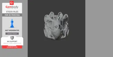 A detailed, sculptural skull 3D model with intricate patterns viewed from the front.