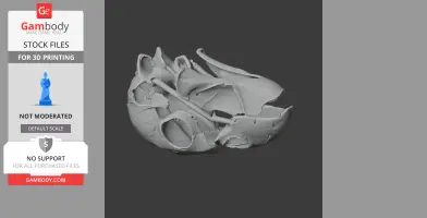 A detailed 3D model of a stylized, contoured skull, designed for printing.