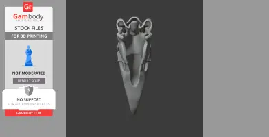 3D model of a Kelenken guillermoi skull, front view, with detailed bone structure for printing.