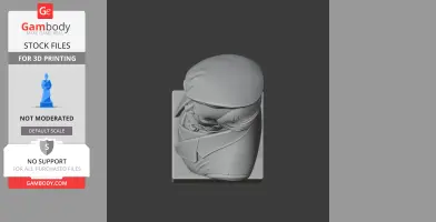 3D model of a bust with a cap and detailed clothing, intended for 3D printing.