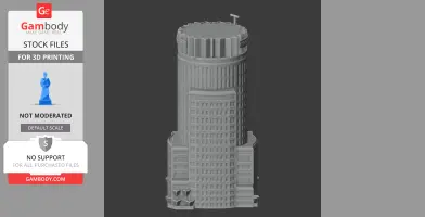 3D model of the U.S. Bank Tower in Los Angeles, detailed for 3D printing.