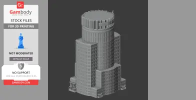 3D model of U.S. Bank Tower, Los Angeles, detailed for 3D printing.