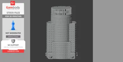 3D model of U.S. Bank Tower with detailed architectural features, suitable for 3D printing.
