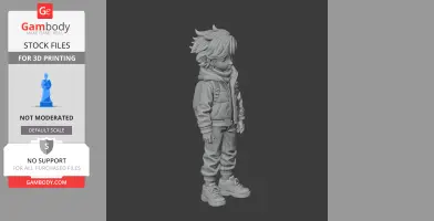 3D model of a young character wearing casual clothes and sneakers, with a dynamic hairstyle.