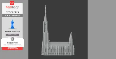 3D model of Ulm Minster showing detailed spires and gothic architecture, designed for 3D printing.