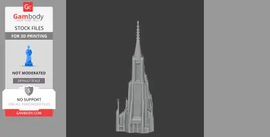 Detailed 3D model of Ulm Minster with intricate Gothic architectural features.