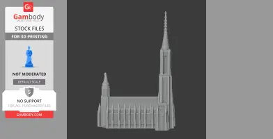 Intricate 3D model of Ulm Minster with detailed spire and architectural elements for printing.