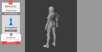 A detailed 3D model of a character in tactical attire, viewed from the back, suitable for 3D printing.