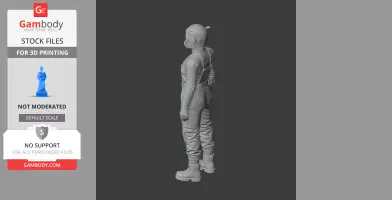 3D model of a standing figure in a detailed spacesuit and helmet, ready for 3D printing.