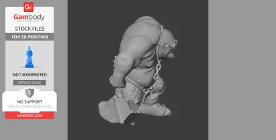 A detailed 3D model of a robust fantasy troll holding a large hammer, wearing chains and studded armor.