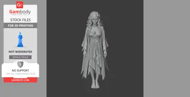 A ghostly female figure in flowing robes, with wavy hair and a serene expression, designed for 3D printing.