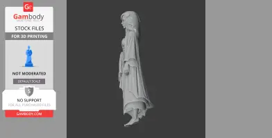 A spectral female figure with long hair and flowing garments, designed for 3D printing.