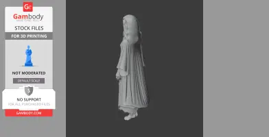 Ghostly figure draped in flowing robes, with long hair, in profile. Designed for 3D printing.