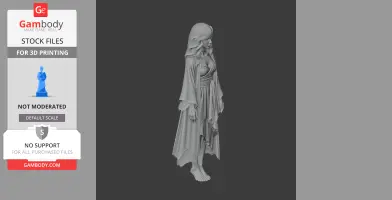 A ghostly female figure with flowing hair and tattered garments, suitable for 3D printing.