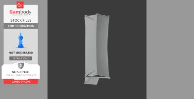 Futuristic, twisted tower with geometric features for 3D printing; designed by Gambody.